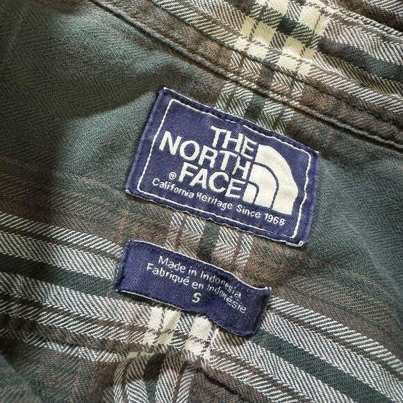 The North Face Purple Label Men’s Small Plaid Flannel Button Down Shirt Green - Picture 6 of 7